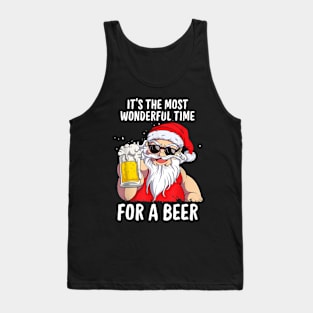 It's The Most Wonderful Time For A Beer Santa Christmas Tank Top